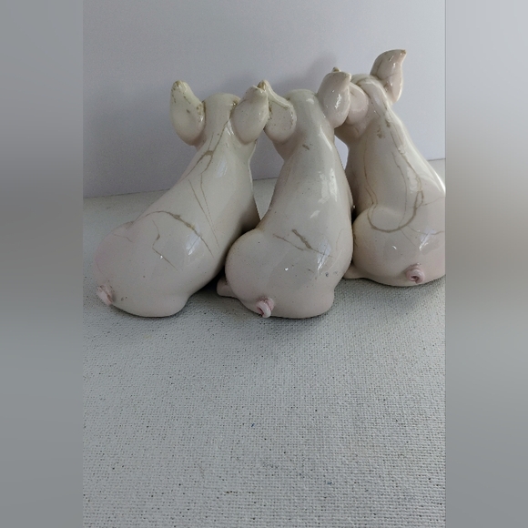 Vintage 3 Piggies Porcelain Figurine Handcrafted In Italy Signed 6 3/4" long L-3 - Picture 5 of 11
